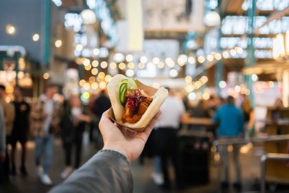 Point of view image, Paris street food, Le Food Market.