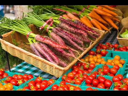 Vegetables on display at Park Silly Sunday Market in Park City, Utah. 