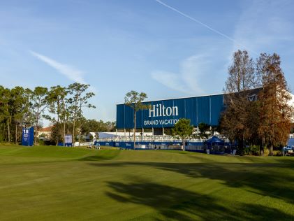 View of the 18th hole at Lake Nona Golf & Country Club during the Hilton Grand Vacations Tournament of Champions