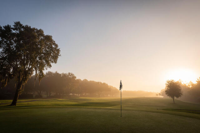 Lake Nona Golf & Country Club golf course at sunrise, Orlando, Florida. 