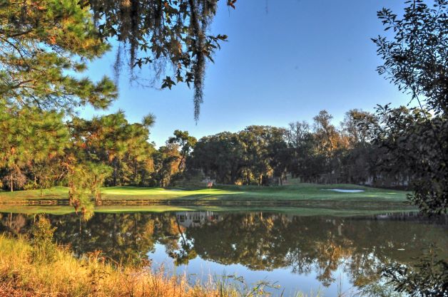 Beautiful golf course and lake at sunrise, Hilton Head Island, South Carolina.