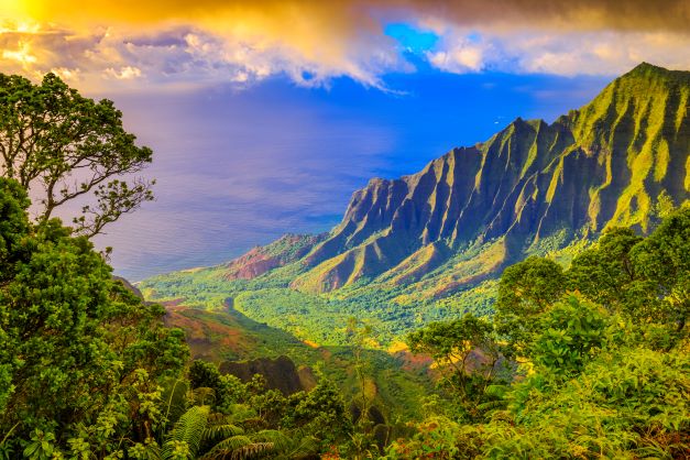 Picturesque tropical vista, Kauai, Hawaii.