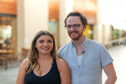 A young couple after an HGV Members Table dinner, hosted by Hilton Grand Vacations