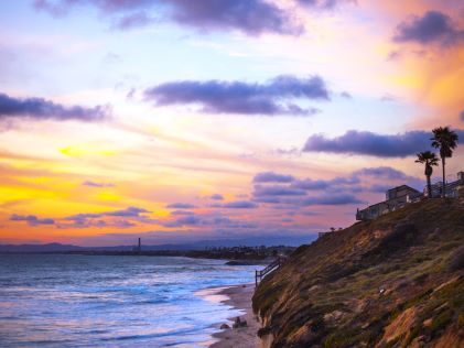 The beach near Carlsbad, California, at sunset