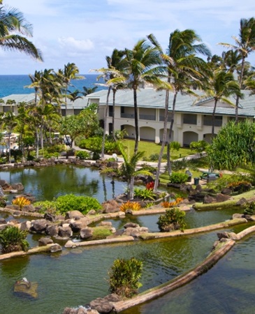 Terraced pools of water at The Point at Poipu, a Hilton Vacation Club.
